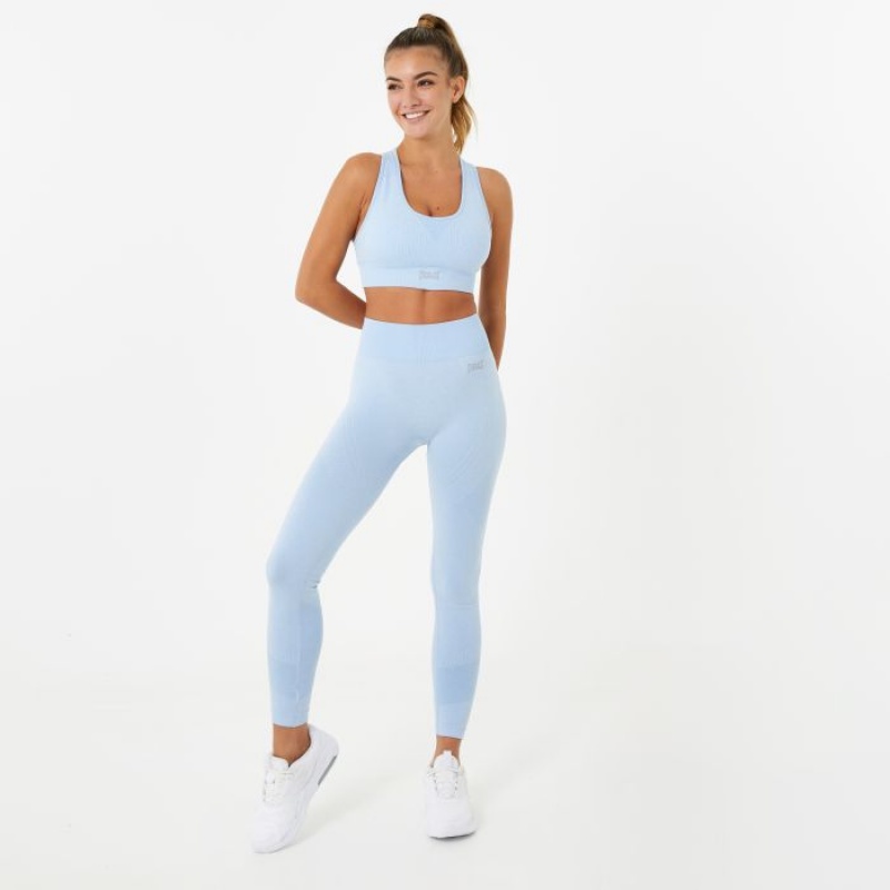 Light Blue Everlast Seamless Crop Women's Sports Bra | 50297CILE