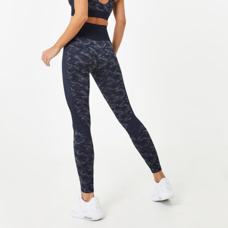 Navy Blue Everlast Seamless Camo Women's Legging | 61975TQKG