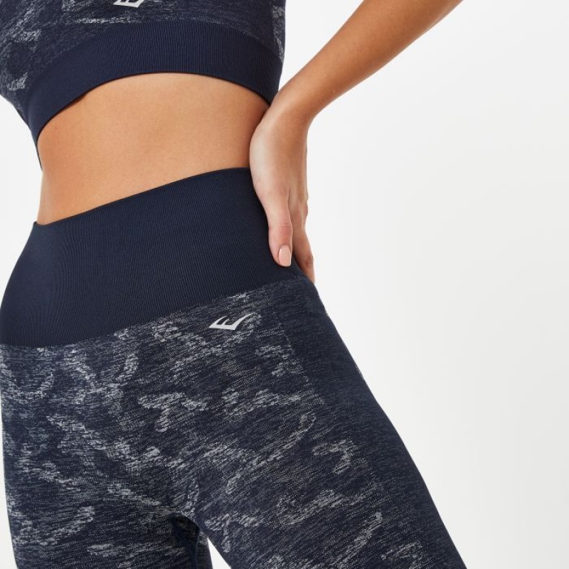 Navy Blue Everlast Seamless Camo Women's Legging | 61975TQKG