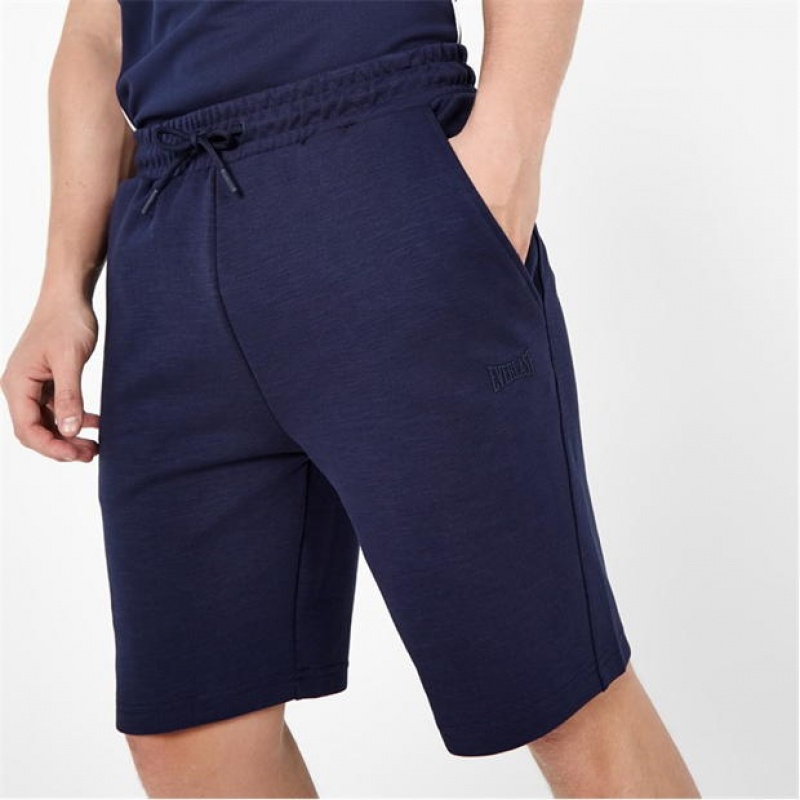 Navy Everlast Elite Fleece Men's Shorts | 74650OMXE