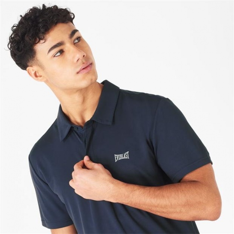 Navy Everlast Logo Men's Polo | 97426JYBH