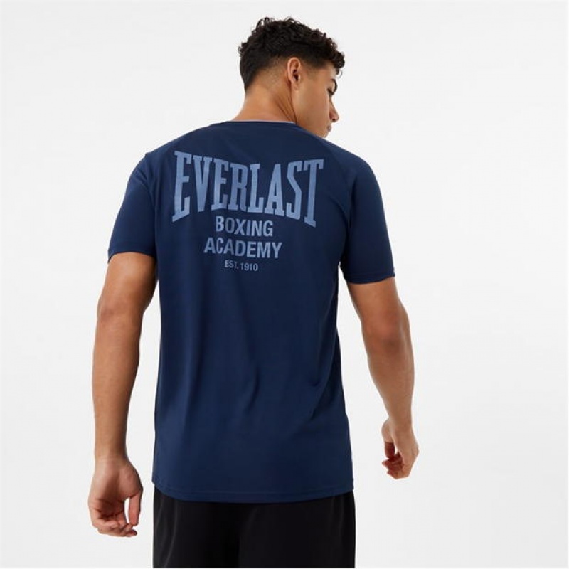 Navy Everlast Longline Training Men's T-Shirt | 56038XUAW