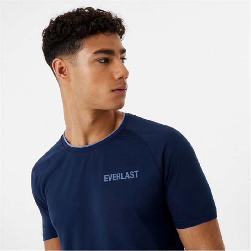 Navy Everlast Longline Training Men's T-Shirt | 56038XUAW