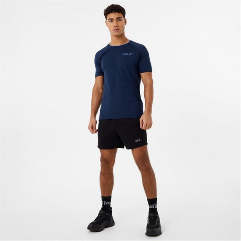 Navy Everlast Longline Training Men's T-Shirt | 56038XUAW