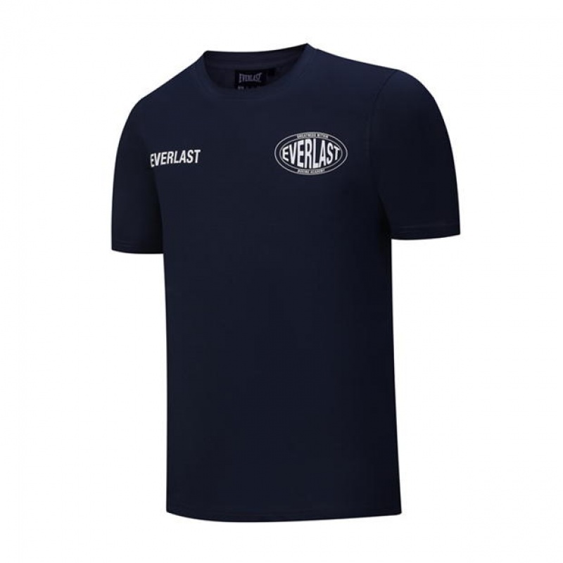 Navy Everlast Oval Logo Men's T-Shirt | 16037DIHU