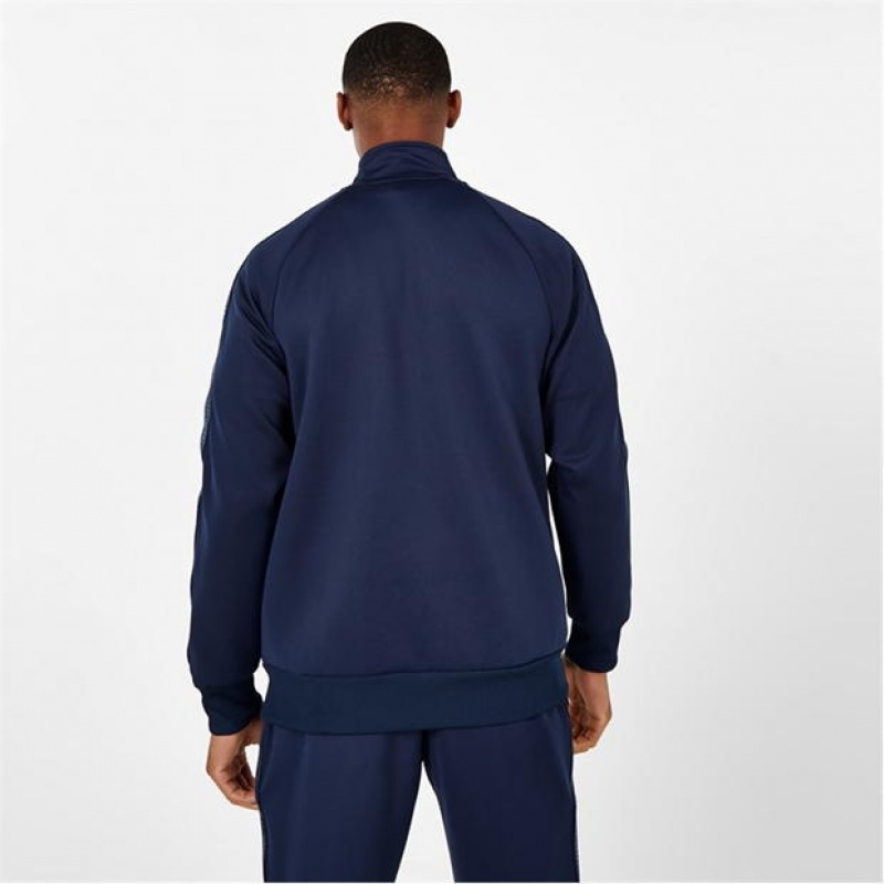 Navy Everlast Premium Taped Track Top Men's Hoodie | 49865TDSG