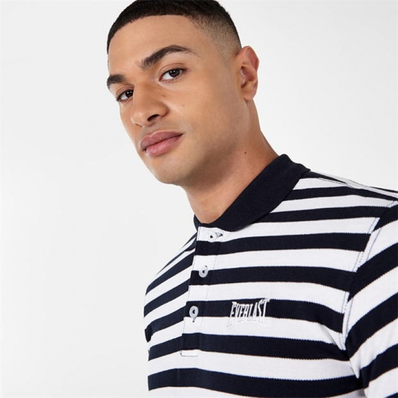 Navy White Everlast Pique Men's Polo | 54928NLPR