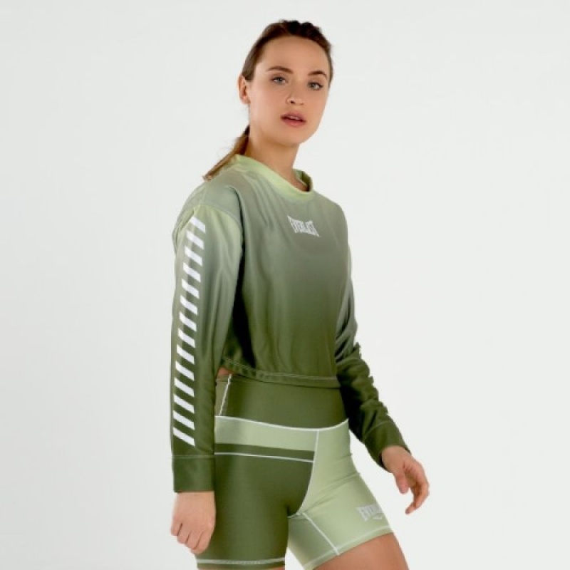 Olive Everlast Colorplay Crop Women's Sweatshirt | 86540FZMY