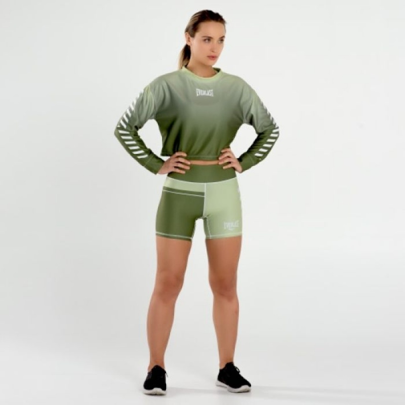 Olive Everlast Colorplay Crop Women's Sweatshirt | 86540FZMY