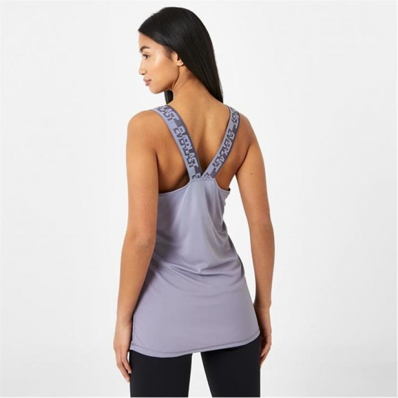 Purple Everlast Cross Back Women's Tank Top | 28975NZVG