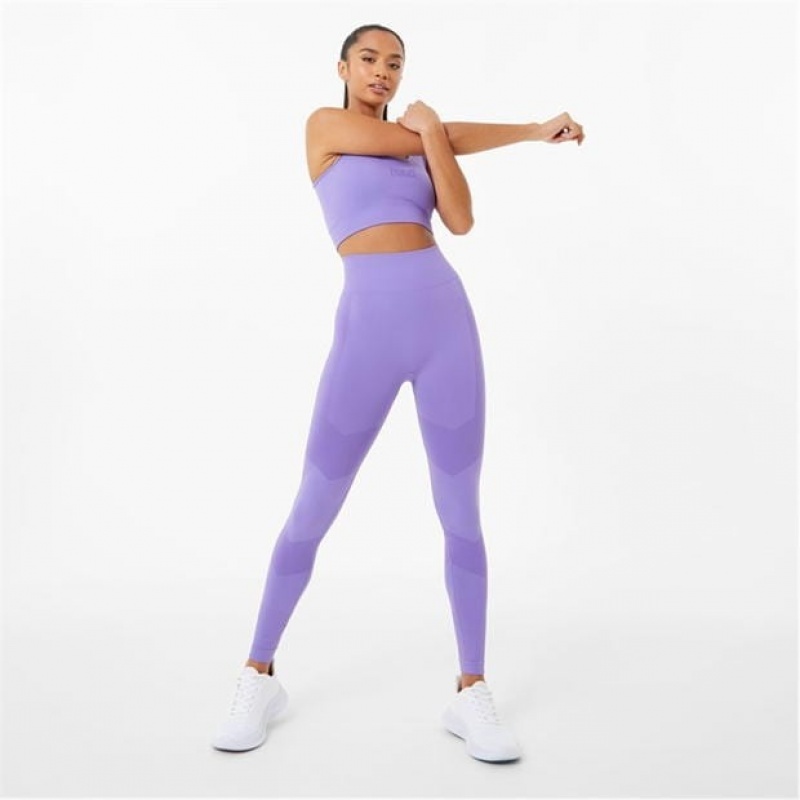 Purple Everlast Super High Waisted Racer Women's Legging | 30247AZLS