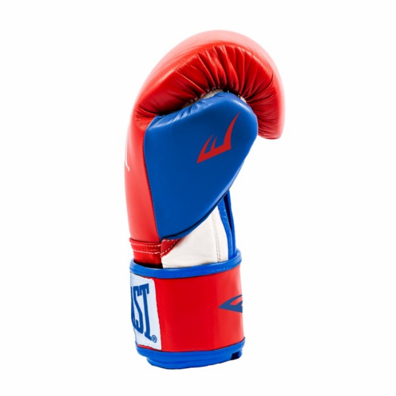 Red Blue Everlast Powerlock Hook & Loop with Synthetic Leather Unisex Training Gloves | 73982CVTW