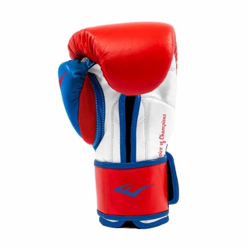 Red Blue Everlast Powerlock Hook & Loop with Synthetic Leather Unisex Training Gloves | 73982CVTW