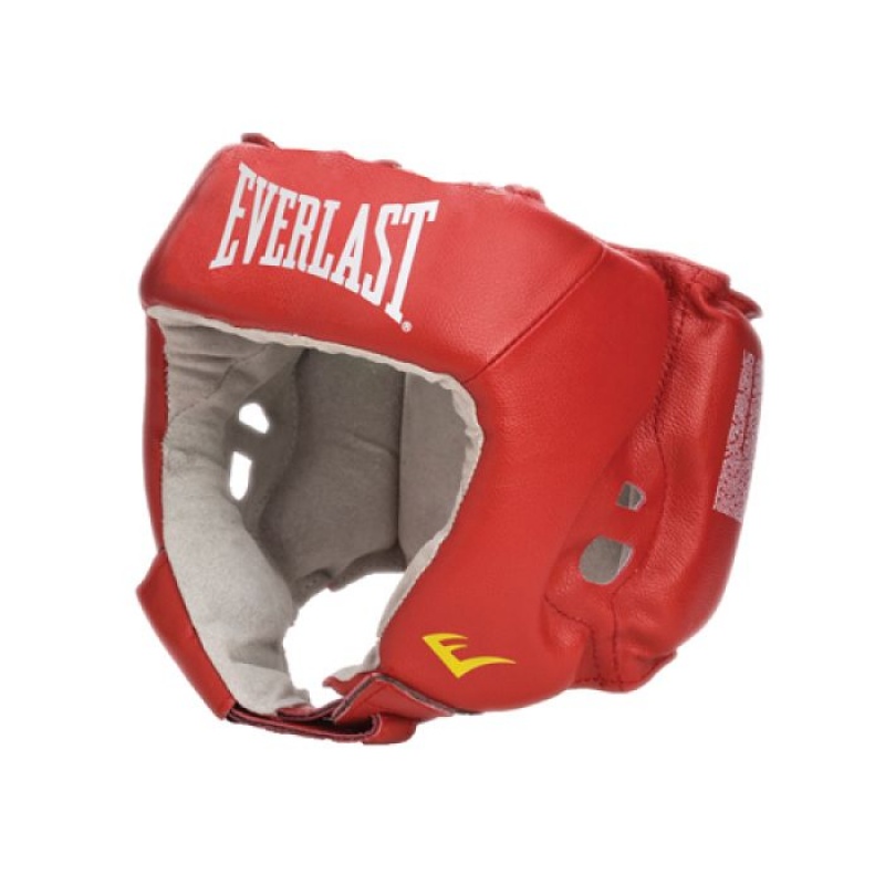 Red Everlast Amateur Competition with Open Face Unisex Boxing Headgear | 52819ZPAU