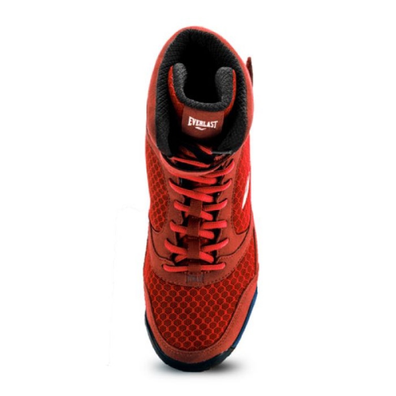 Red Everlast Elite High Top Men's Boxing Boots | 73250MYFU