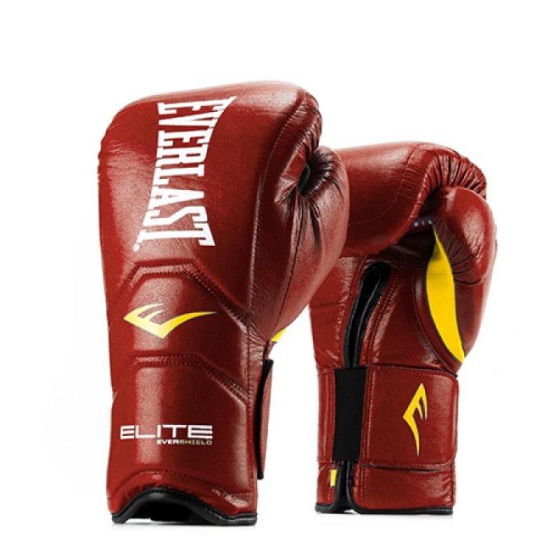 Red Everlast Elite Hook & Loop Training Unisex Boxing Gloves | 60279LMWV