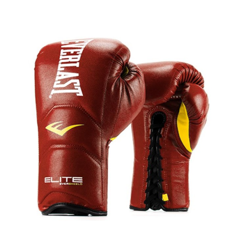 Red Everlast Elite Laced Training Unisex Boxing Gloves | 60835PIOV