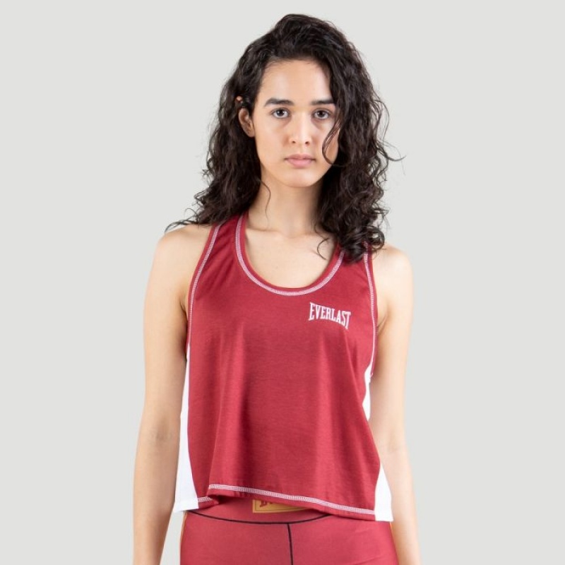 Red Everlast Logo Colorplay Crop Women\'s Tank Top | 41289VIXR