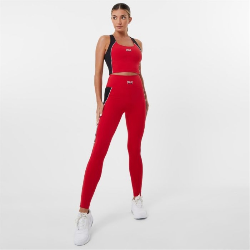 Red Everlast Paneled Women's Sports Bra | 71304JPBD