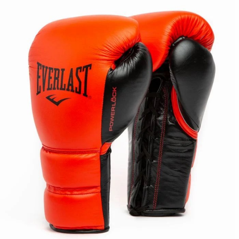 Red Everlast Powerlock2 Pro Fight Unisex Boxing Gloves | 67419JXNT