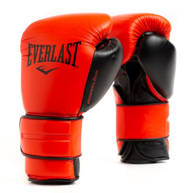 Red Everlast Powerlock2 Pro Hook & Loop Unisex Training Gloves | 49831PJIU