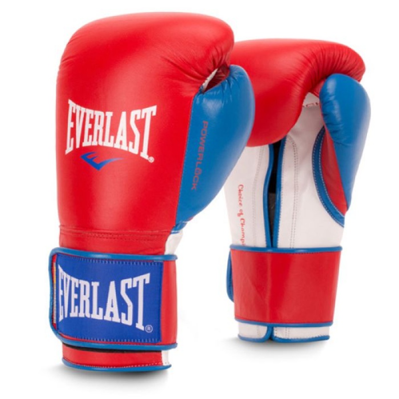 Red White Everlast Powerlock Hook & Loop Training Unisex Boxing Gloves | 75204YPES