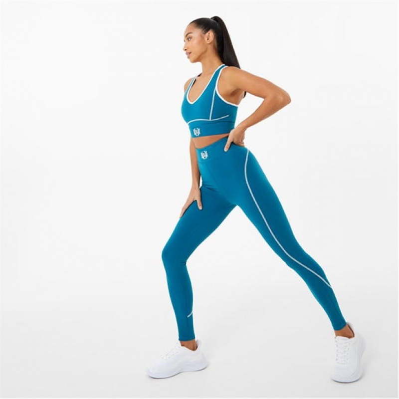 Teal Everlast Piping Detail Women's Legging | 48350PEWH