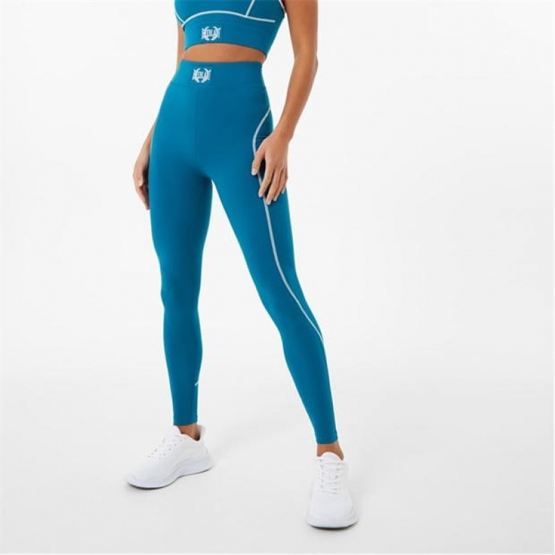 Teal Everlast Piping Detail Women\'s Legging | 48350PEWH