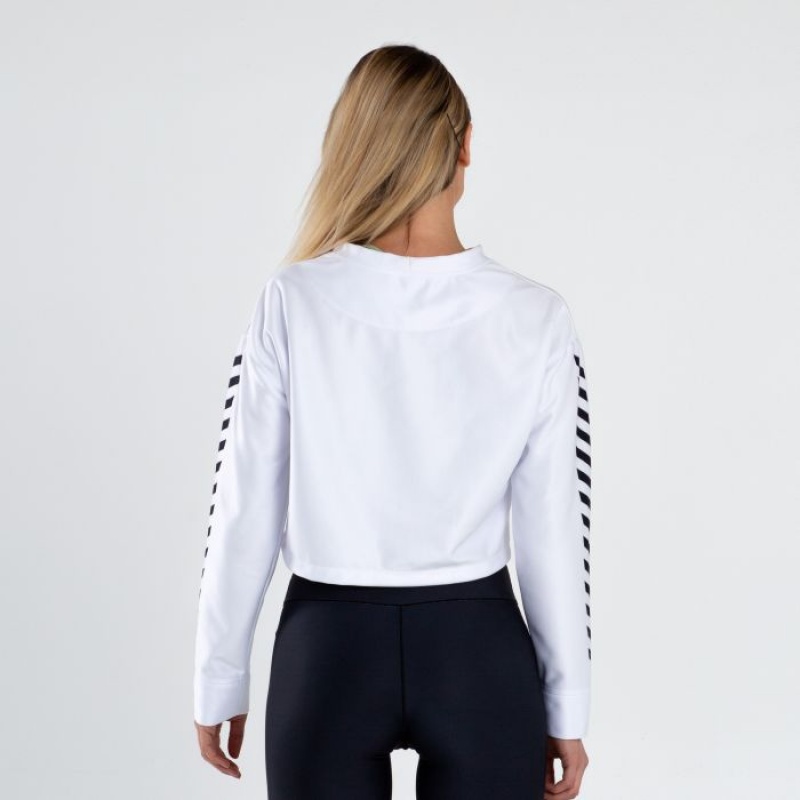 White Black Everlast Colorplay Crop Women's Sweatshirt | 43069LFRE