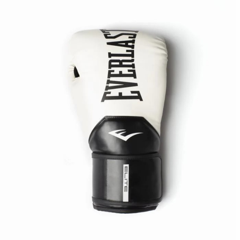 White Black Everlast Elite 2 Unisex Boxing Gloves | 57218DXWR