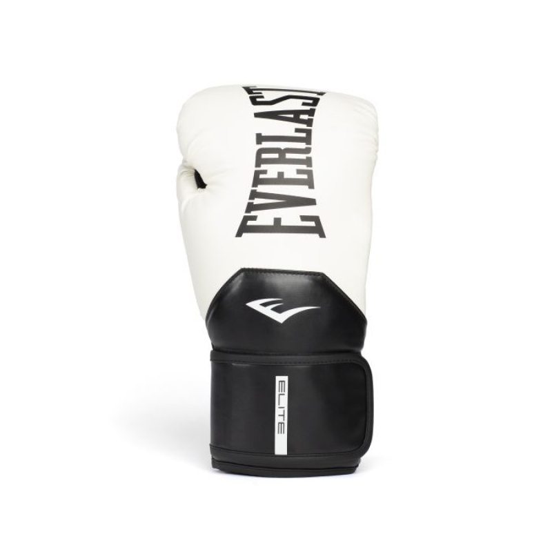 White Black Everlast Elite 2 Unisex Boxing Gloves | 57218DXWR