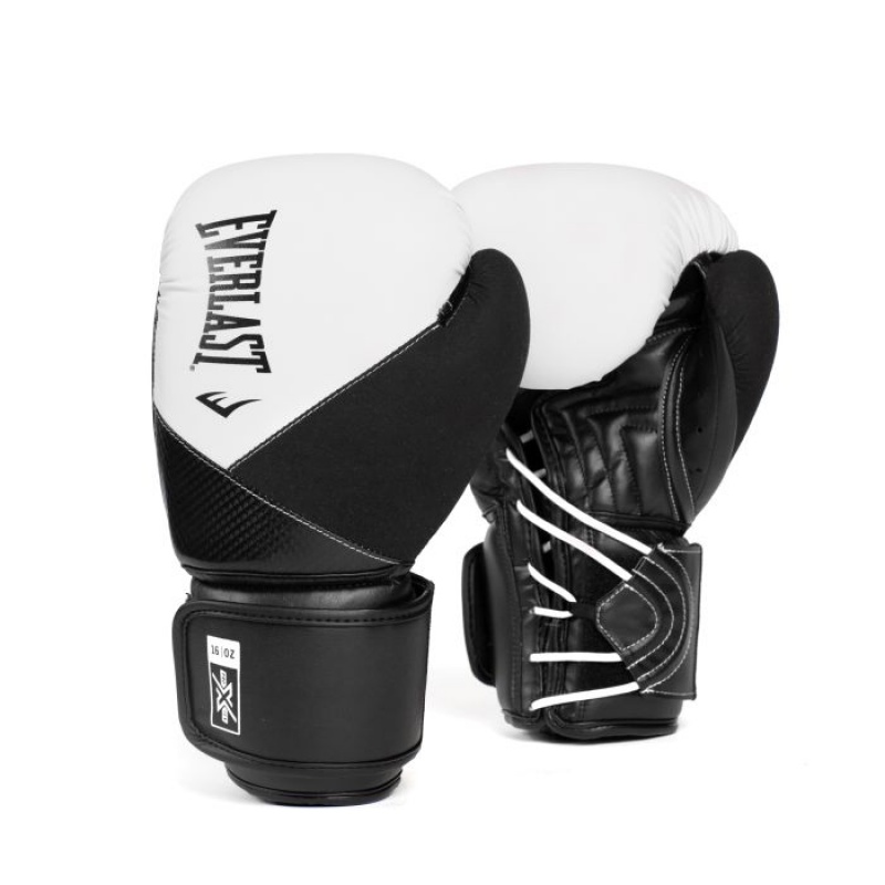 White Black Everlast Protex Unisex Boxing Gloves | 23410UTDV