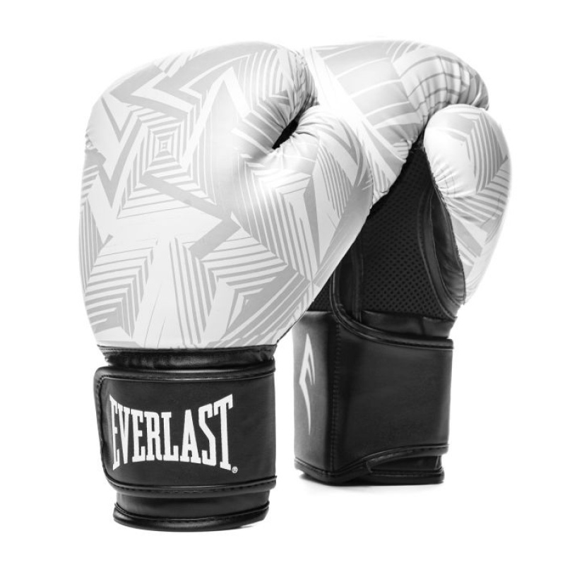 White Black Everlast Spark Training Unisex Boxing Gloves | 71503PJXD