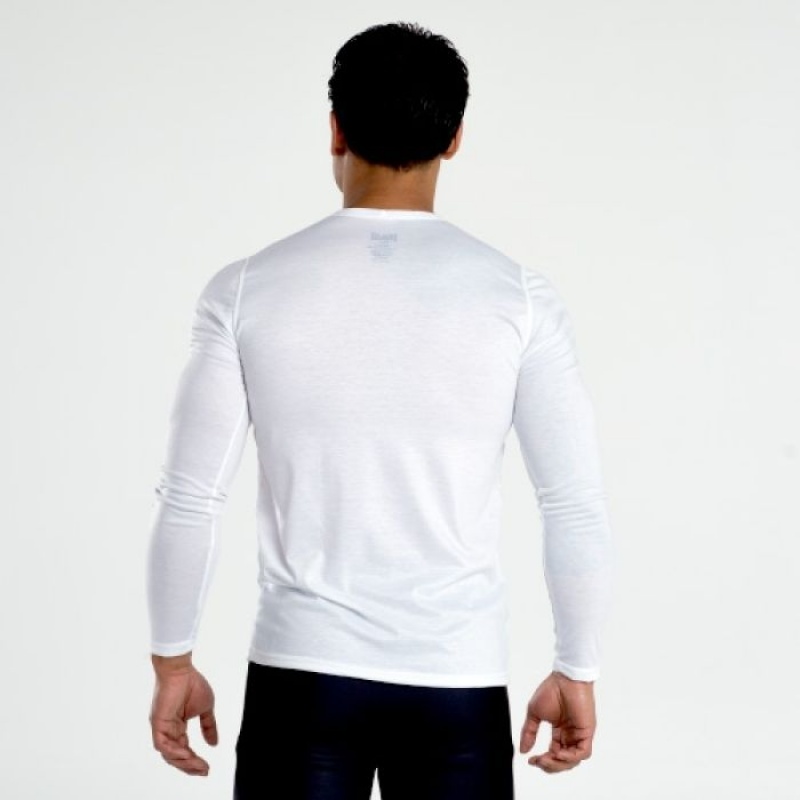 White Black Everlast Tonal Long Sleeve Men's T-Shirt | 10968BZUM