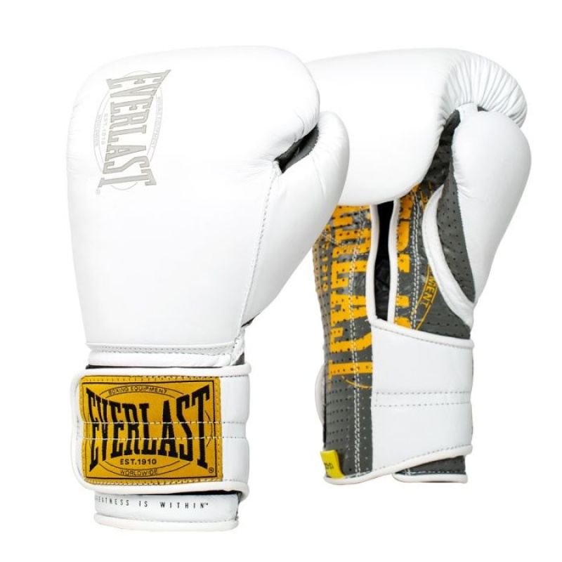 White Everlast 1910 Classic Sparring Unisex Boxing Gloves | 17946DAMZ