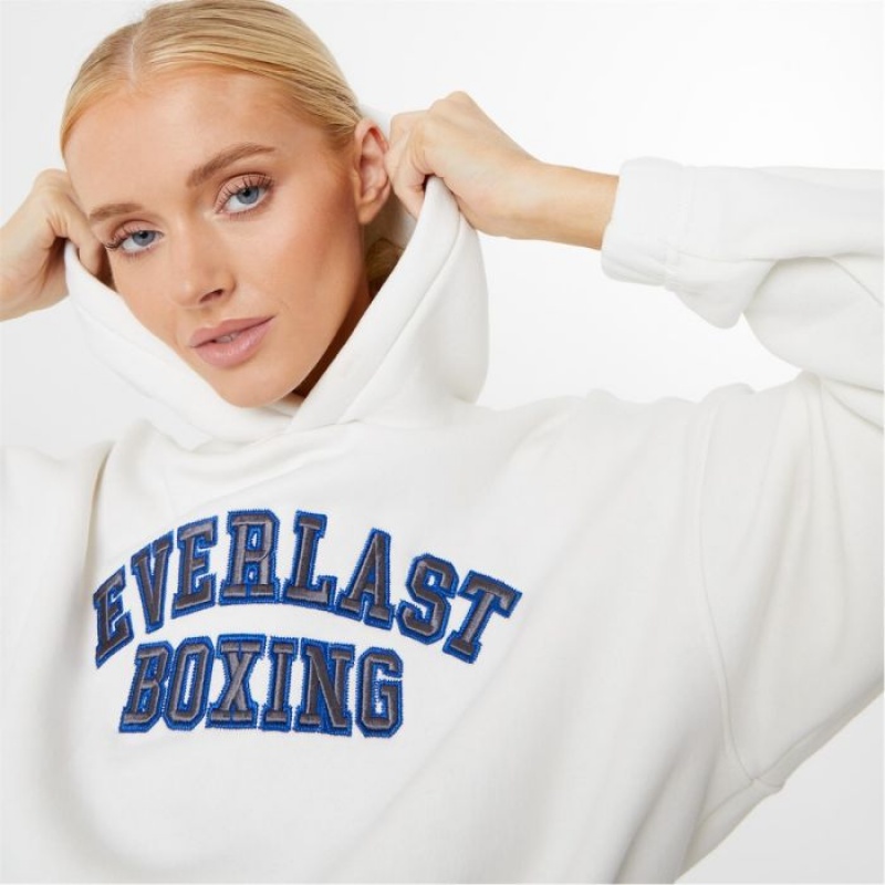 White Everlast Boxing Cropped Women's Hoodie | 76394EBLF