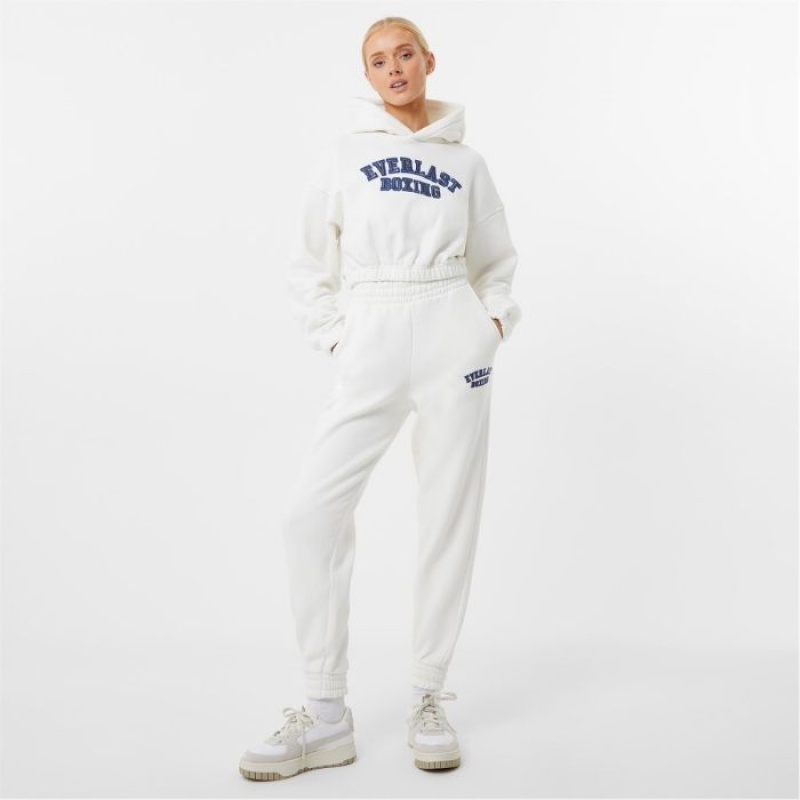 White Everlast Boxing Cropped Women's Hoodie | 76394EBLF