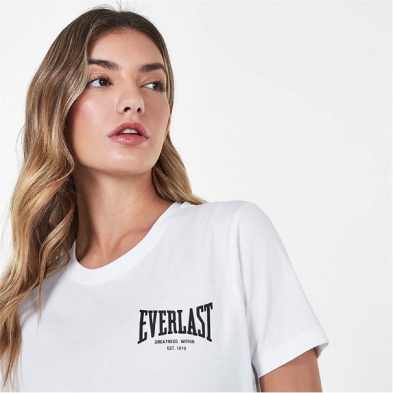 White Everlast Boxy Women's T-Shirt | 26075VOYK