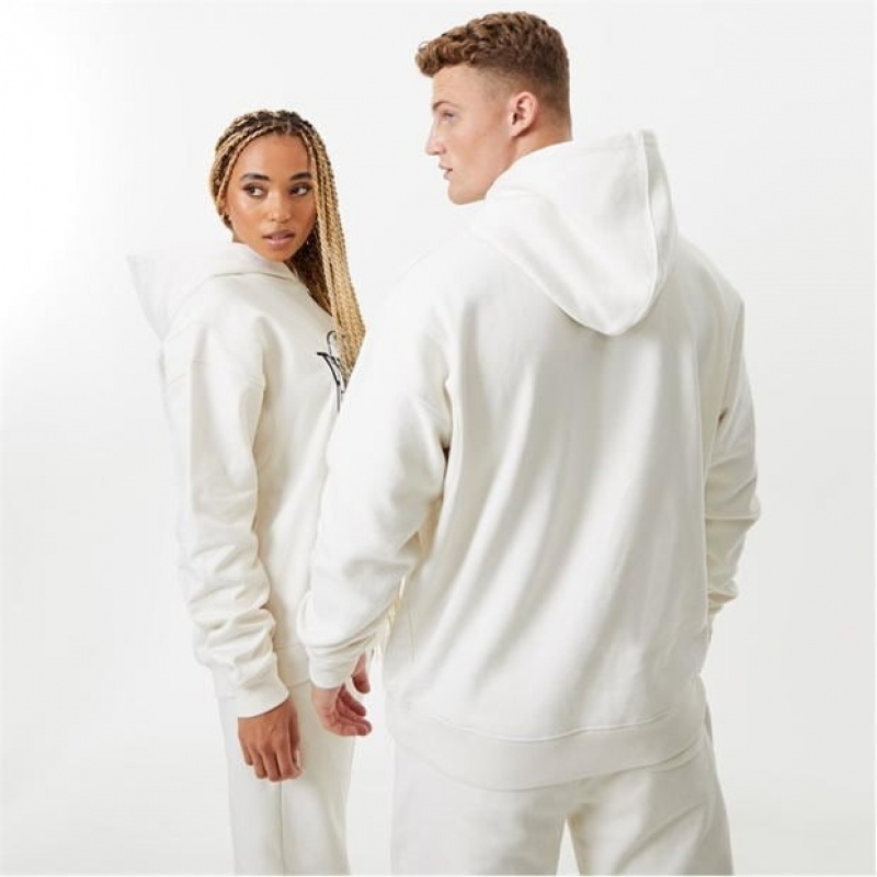 White Everlast Contrast Women's Hoodie | 17520OLXM