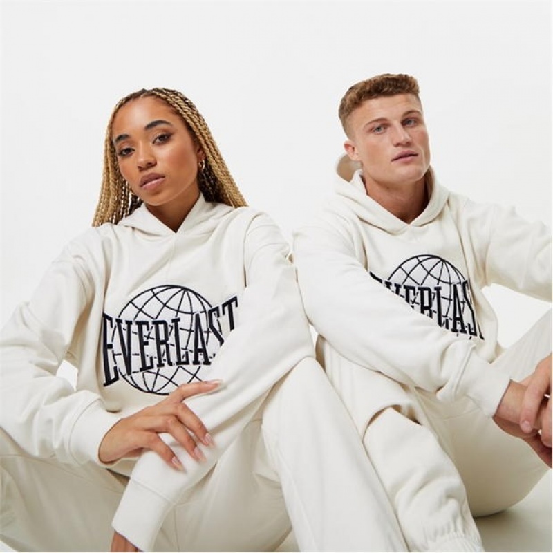 White Everlast Contrast Women's Hoodie | 17520OLXM