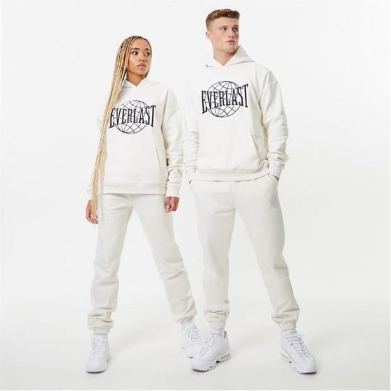 White Everlast Contrast Women's Hoodie | 17520OLXM