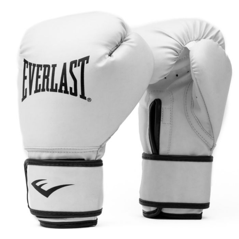 White Everlast Core Training Unisex Boxing Gloves | 76342ANKP