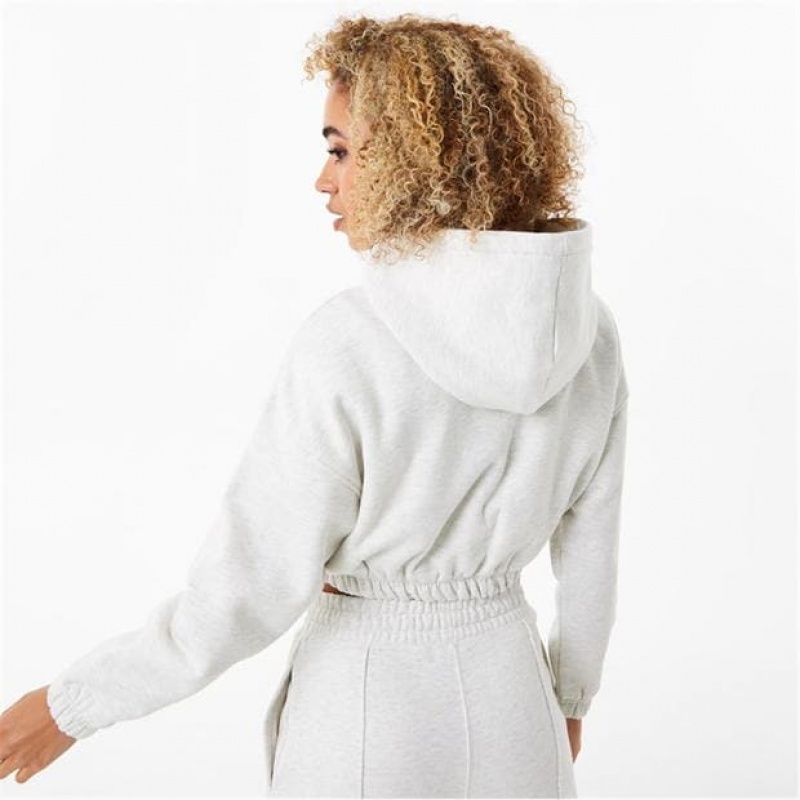 White Everlast Cropped Women's Hoodie | 19246AKPC