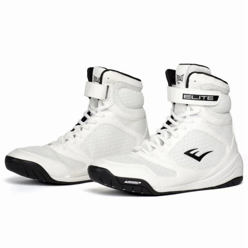 White Everlast Elite 2 Men's Boxing Shoes | 07869FSIN