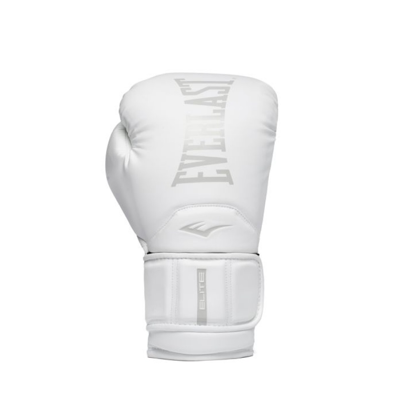 White Everlast Elite 2 Pro Training-Hook and Loop Unisex Boxing Gloves | 10938ITNQ