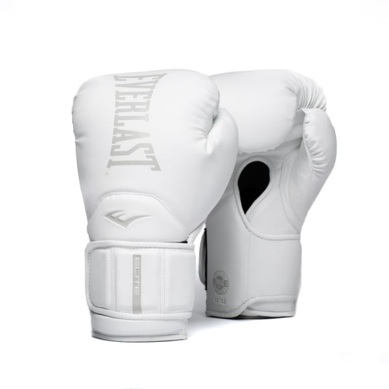 White Everlast Elite 2 Pro Training-Hook and Loop Unisex Boxing Gloves | 10938ITNQ