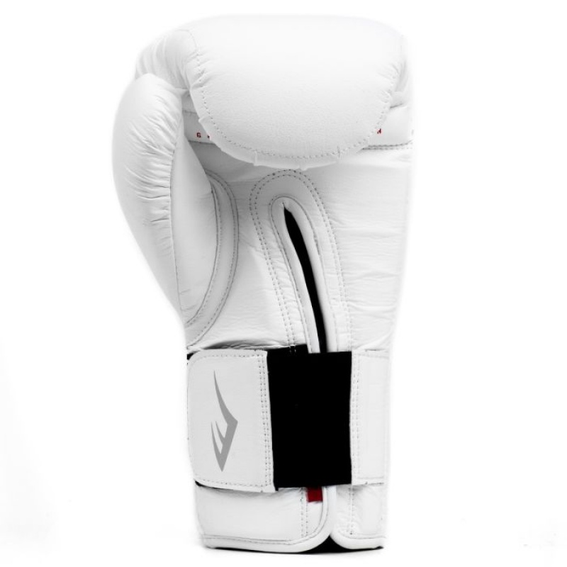 White Everlast Elite Hook & Loop Training Unisex Boxing Gloves | 83742FQCX