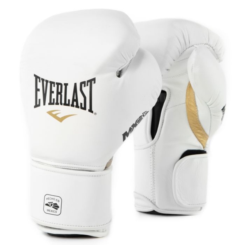 White Everlast MX2 Pro Hook and Loop Unisex Training Gloves | 12350KNIX