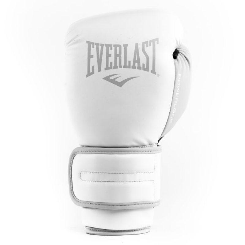 White Everlast Powerlock2 Training Unisex Boxing Gloves | 41798GCPA