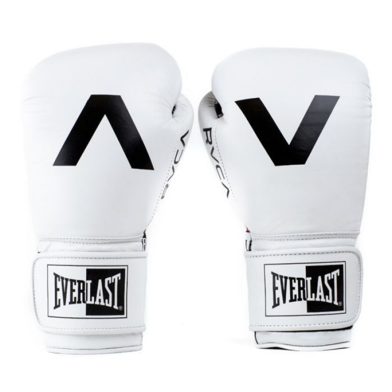 White Everlast RVCA Pro Training Unisex Boxing Gloves | 65982EJKB